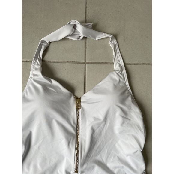 Kenny Flowers Swim One Piece Swimsuit Gold Zip The Santorini Swimwear - Picture 2 of 10